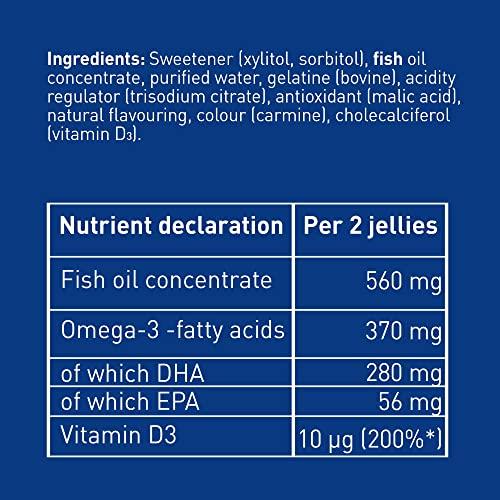 MLLER\'S Mollers | Omega 3 Capsules for Children | Natural Fish Oil Omega 3 Fish Oil for Kids | with DHA and EPA, No Gluten, Lactose or Added Sugar & Easy to Chew | Strawberry Flavor | 36 Capsules