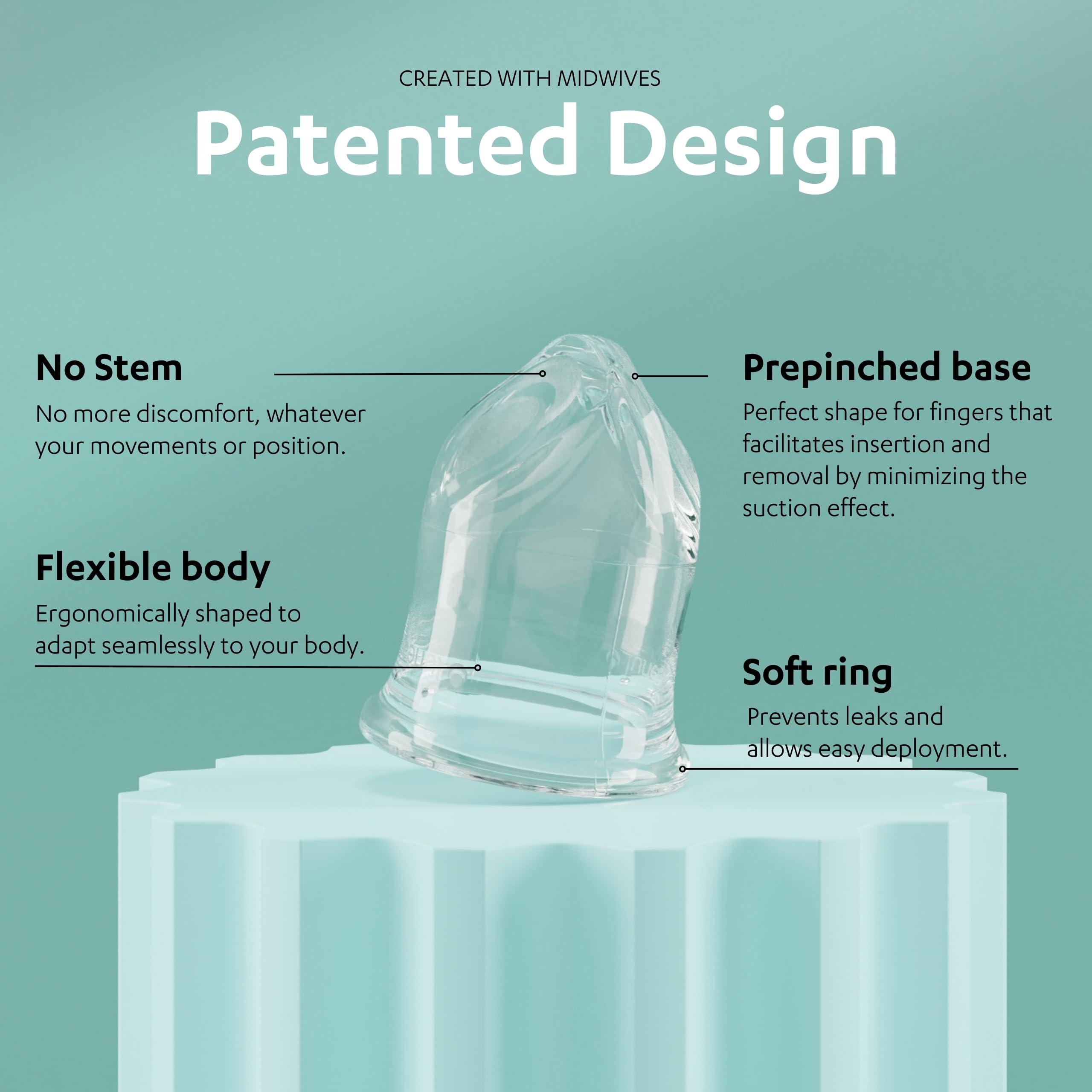 Luneale La Cup Luneale - Reusable Stemless Menstrual Cup - Patented Ergonomic Design Created with Midwives - 100% Platinum Medical-Grade Silicone - Ultra-Comfortable - Size S (Light to Medium Flow)