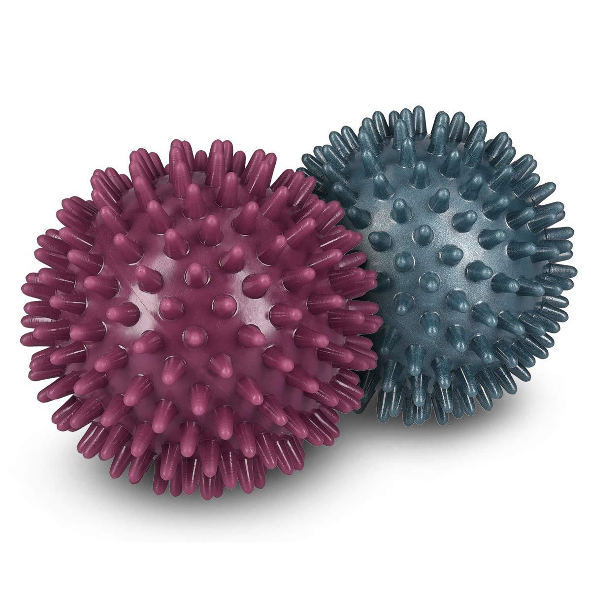 Navaris Navaris Spiky Massage Balls - Set of 2 - Hedgehog Balls for Self Massage - 1x Medium-Hard & 1x Harder Ball - Pair of Bumpy Massager Balls - Ø 3 Inch