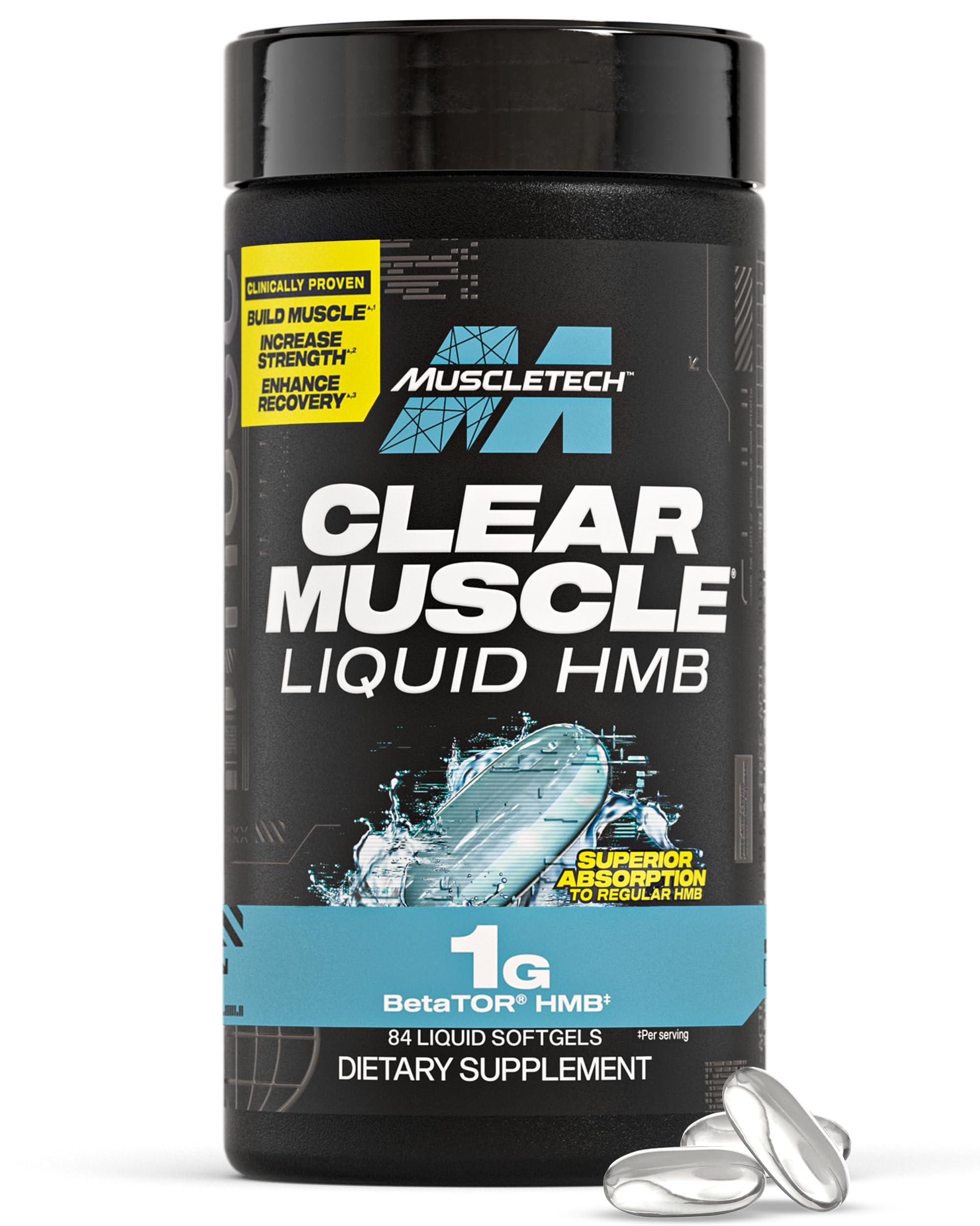 MuscleTech Muscletech HMB Supplements 1000mg, Clear Muscle (84 Liquid Softgels) - Highest Grade HMB for Lean Muscle & Recovery - HMB Free Acid Muscle Supplement - Help Decrease Muscle Breakdown