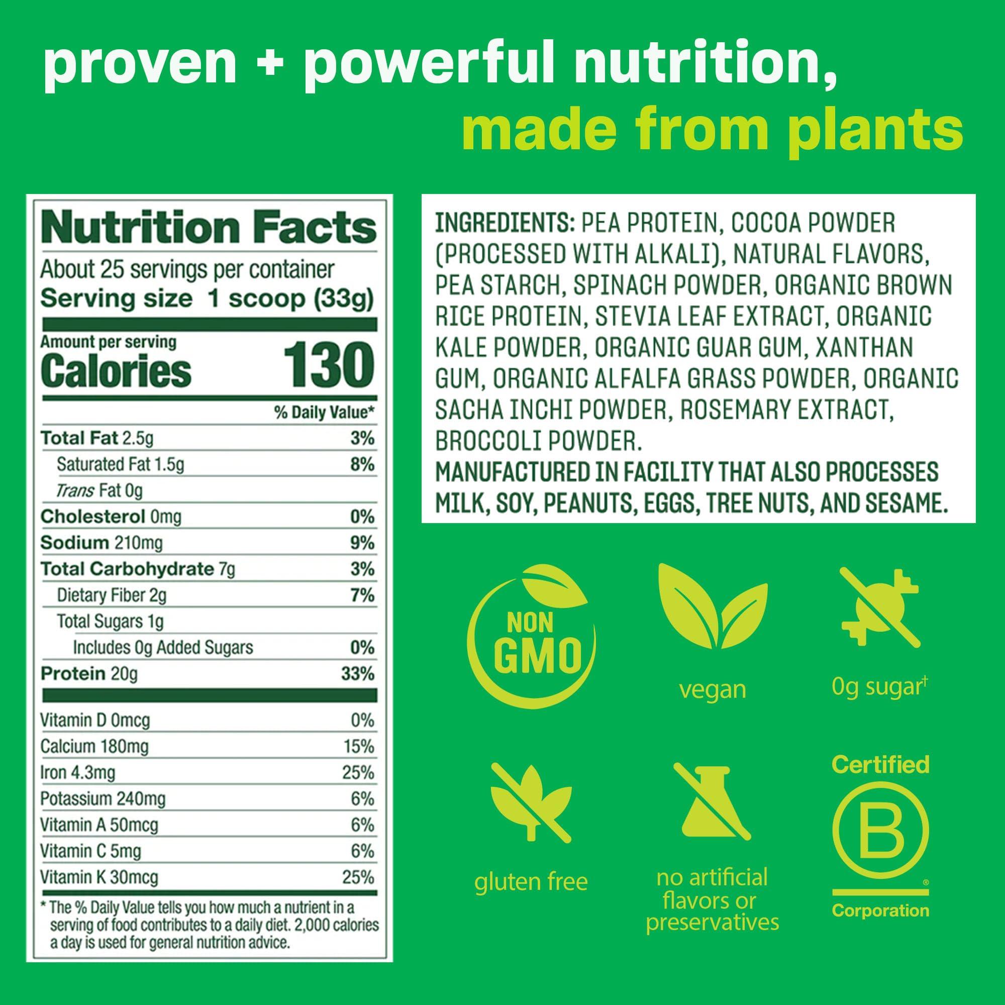 Vega Vega Protein and Greens Protein Powder, Chocolate - 20g Plant Based Protein Plus & Premium Sport Protein Chocolate Protein Powder, Vegan, Non GMO, Gluten Free Plant Based