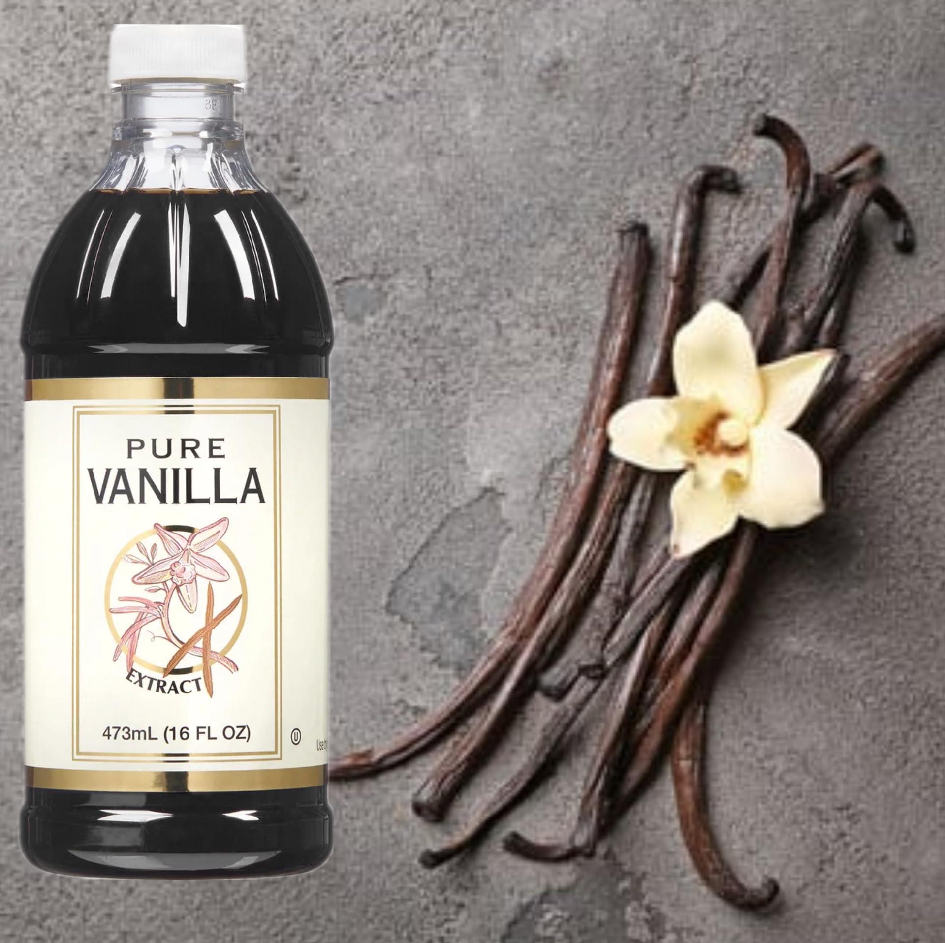 Just Grown Pure Vanilla Extract, 16 fl oz, Kosher, Made in USA, Premium Baking Ingredient