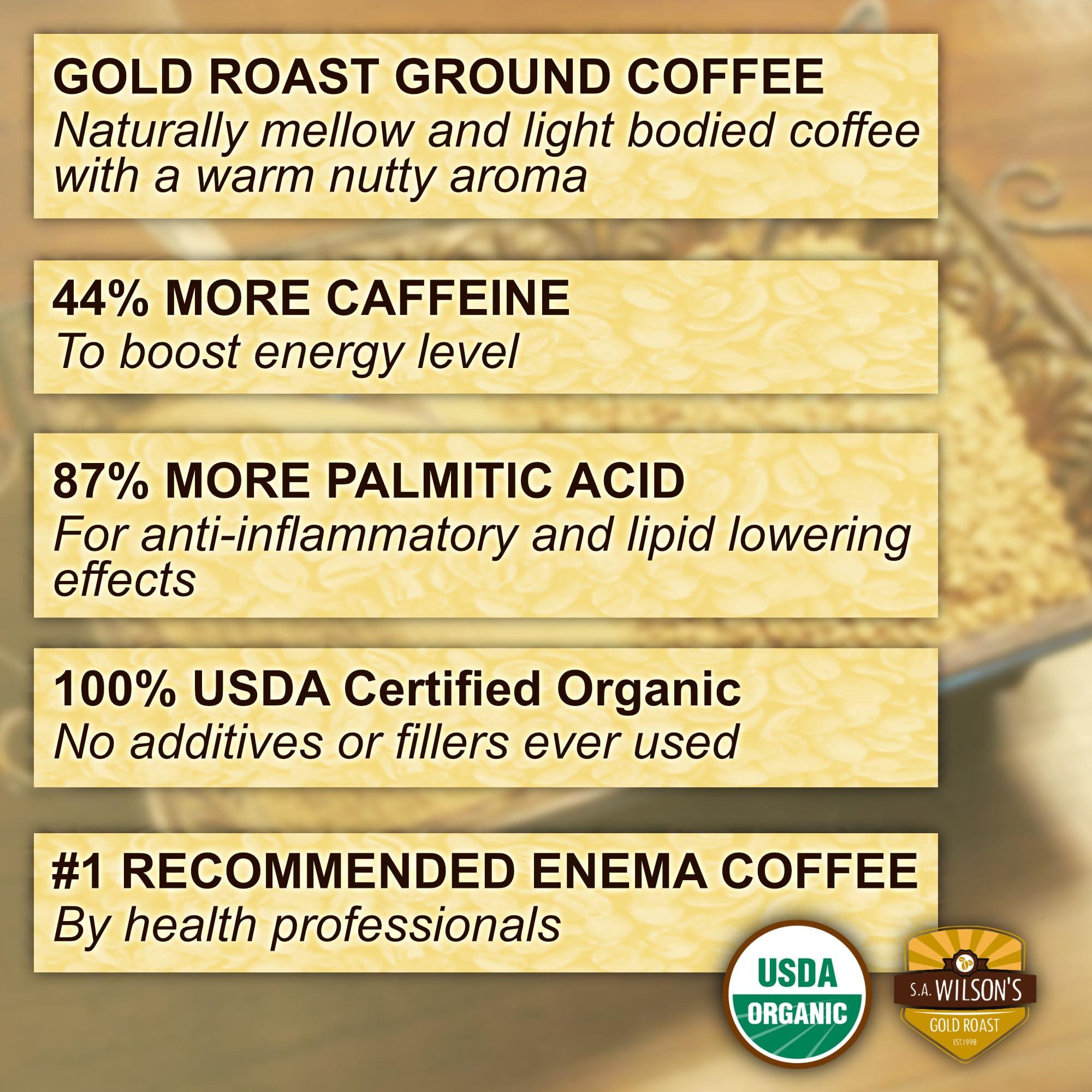 Lumintrail SA Wilson\'s Organic Enema Coffee,Ground Coffee, Certified Organic Coffee, 1 LB Gold Roast Enema Coffee, High Caffeine, 2 Pack Bundle with a Lumintrail Measuring Spoon Set