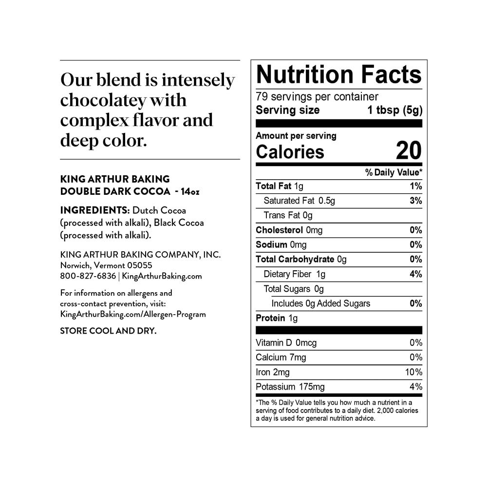 King Arthur King Arthur Double Dark Cocoa Powder Blend, Perfect for Baking, 14oz