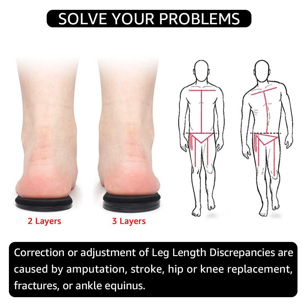 SQHT SQHT Adjustable Orthopedic Heel Lift Inserts - Height Increase Insoles for Leg Length Discrepancies and Achilles Tendonitis, Heel Cushion Lifts for Men and Women (BlackLarge-Women\'s 10-13|Men\'s 9-14)