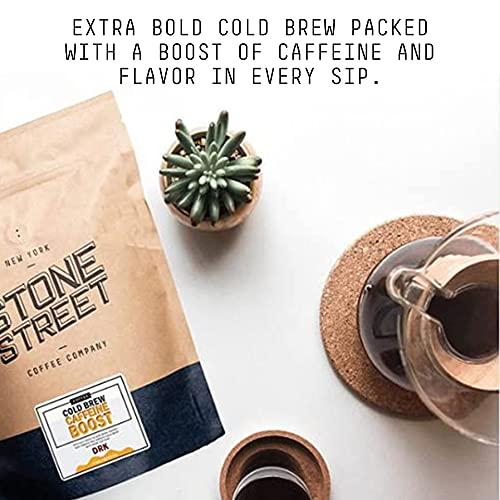 STONE STREET COFFEE COMPANY Stone Street Cold Brew Coffee, High Caffeine ‘Boost Blend’, Whole Bean Coffee, Dark Roast, 1 LB