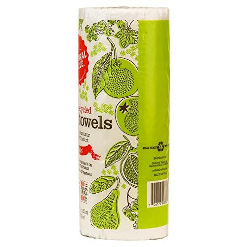 Natural Value Natural Value 100% Recycled Paper Towels, Single Roll 2 ply Quilted Full sized Sheets, 80 Sheets (4 Pack), No Dyes, Ink, Frangrance, No Chlorine Bleach, 80% Post-Consumer Recycled Content