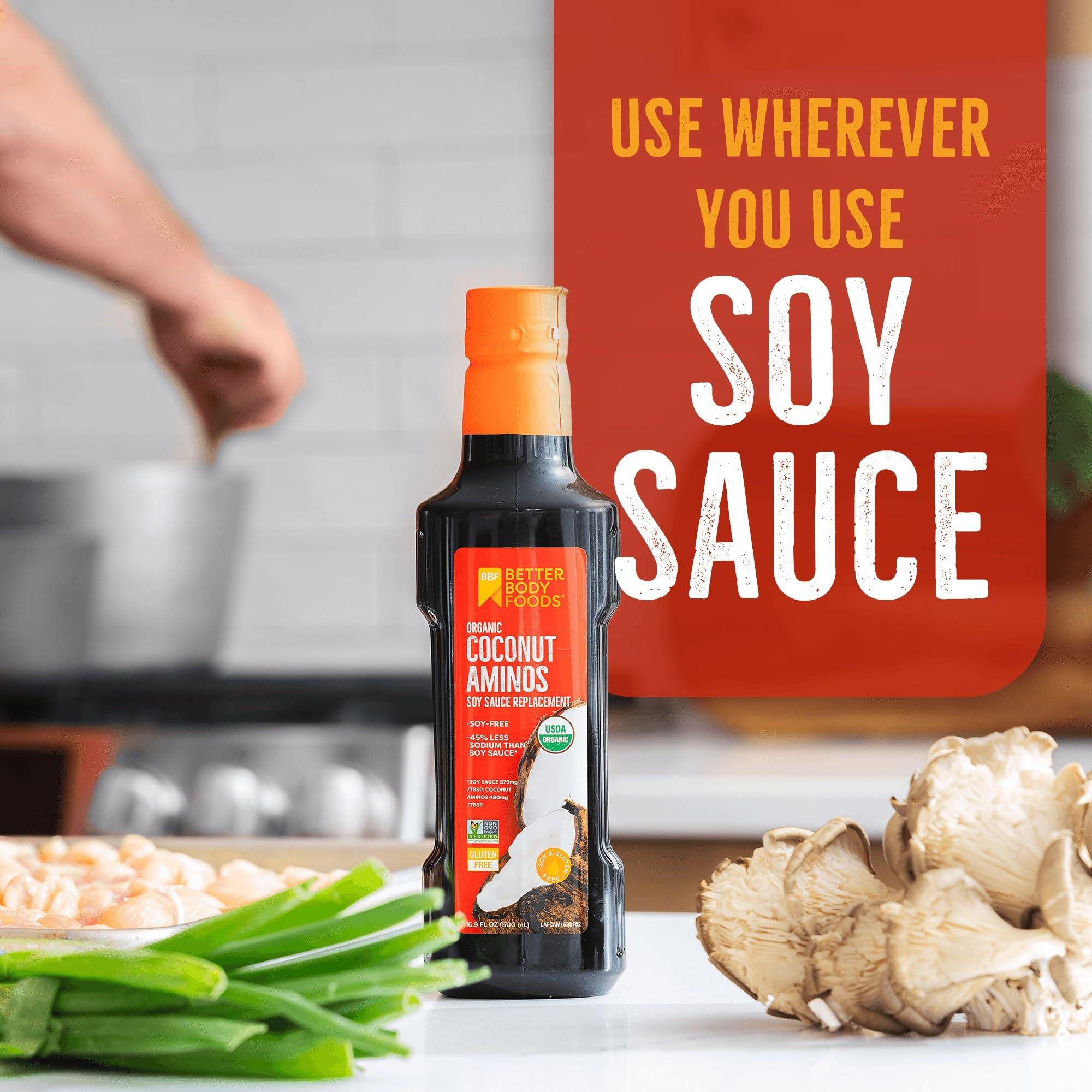 BetterBody Foods BetterBody Foods Organic Coconut Aminos, Soy Sauce Alternative, Gluten Free, Soy Free, Non-GMO, 16.9 Ounces