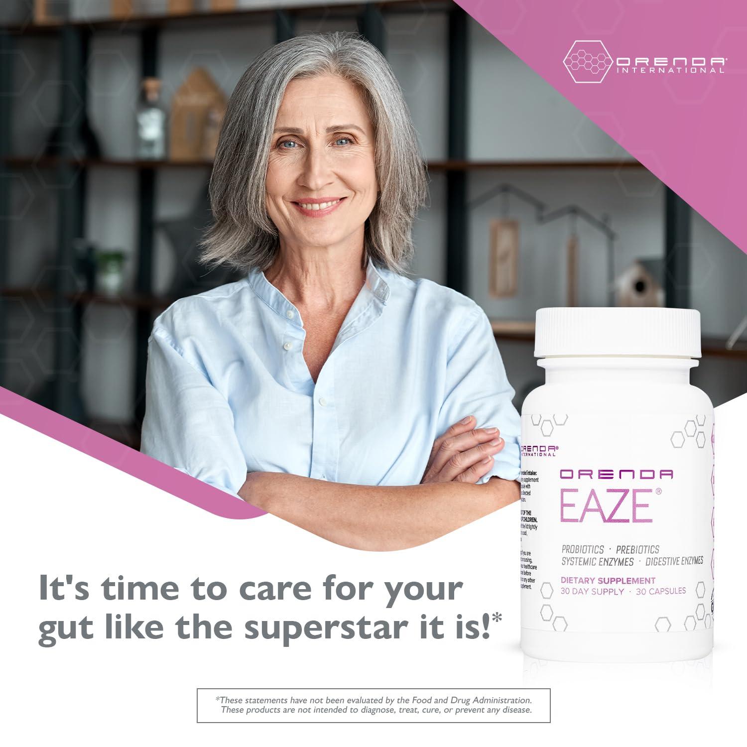 Orenda International Orenda Eaze: Gut Wellness Capsules | 6-in-1 Digestive Support with Probiotics, Endospores, Peptizyme-SP EN, Prebiotics, and Digestive Enzymes - Elevate Your Gut Health Today - 30 Capsules