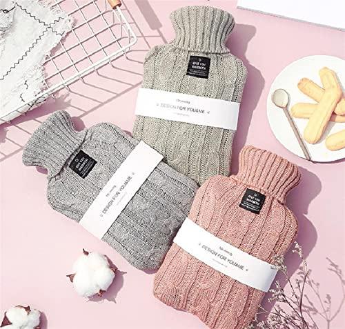 Momooda Momooda Hot Water Bottle with Knit Cover, PVC Hot Water Bag for Neck Shoulder Pain Relief, Cosy Nights Hot and Cold Compress, 2 Liter, Light Green