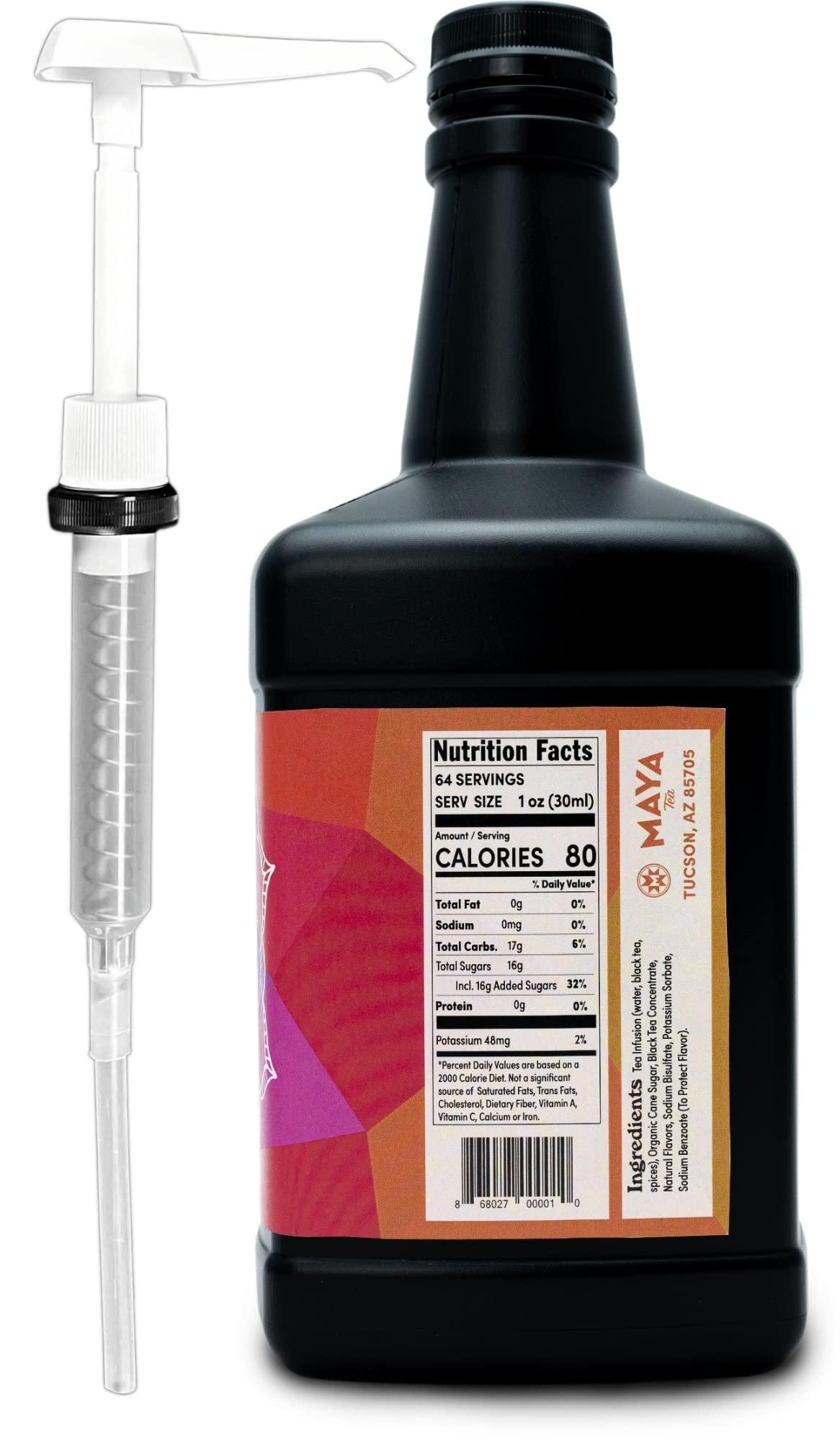 Maya Tea Maya Chai Tea Concentrate, Devi, Extra Spice, Heritage Recipe, 64 Fl Oz, Pack of 4 with 1 Pump