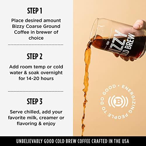 Bizzy Bizzy Organic Cold Brew Coffee | Smooth & Sweet Blend | Coarse Ground Coffee | Micro Sifted | Specialty Grade | 100% Arabica | 1 LB