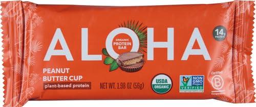 ALOHA ALOHA Organic Plant Based Protein Bars - Peanut Butter Cup Bar - Vegan, Low Sugar, Gluten-Free, Paleo, Low Carb, Non-GMO, No Stevia, No Erythritol