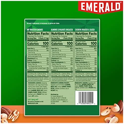 Emerald Emerald Nuts Mixed Nuts Variety Pack 18ct (1-Pack) , 100-Calorie Individual Packs , Features Dry Roasted Almonds, Natural Almonds & Walnuts, and Roasted & Salted Cashews