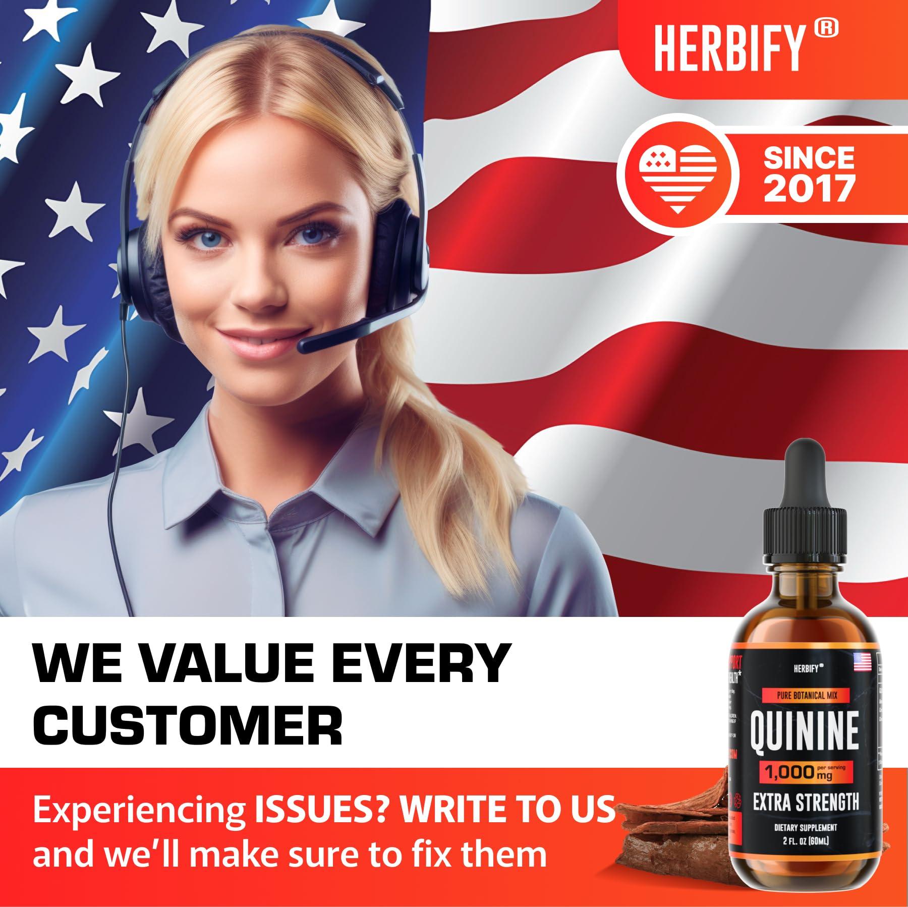 HERBIFY HERBIFY Quinine Tincture - Quinine Liquid Extract for Healthy Digestion & Leg Cramp - Quinine Cinchona Supplement for Better Absorption - US Made Product - for Men & Women 2oz (60ml)