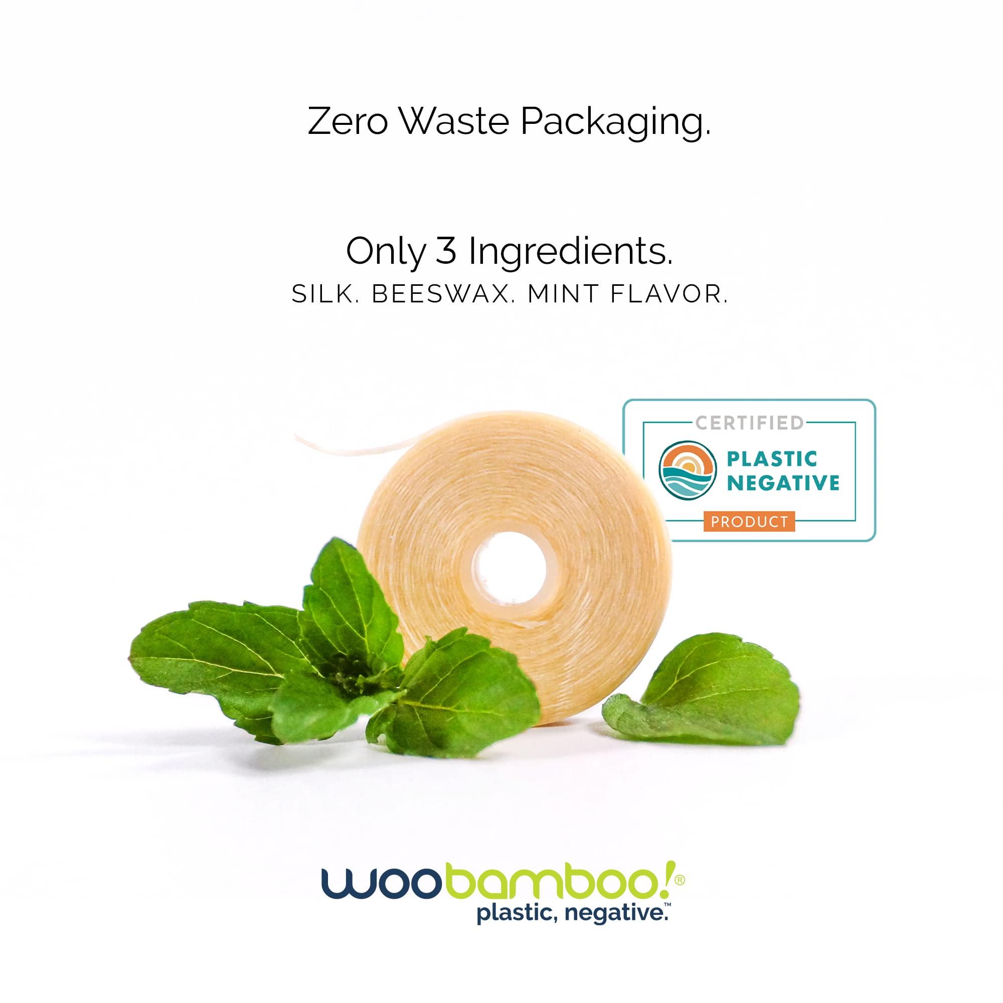 Woobamboo WooBamboo! All Natural Silk Dental Floss, Zero Waste, 66 feet of Mint-Flavored Floss, Biodegradable (Pack of 2)