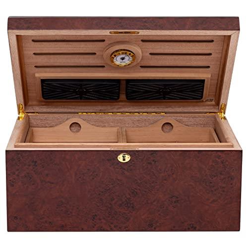 QUALITY IMPORTERS TRADING COMPANY Treasure Dome Humidor, Dome Lid, Lined With Spanish Cedar, 1 Humidifier, 2 Large Rectangle Humidifiers, High Gloss