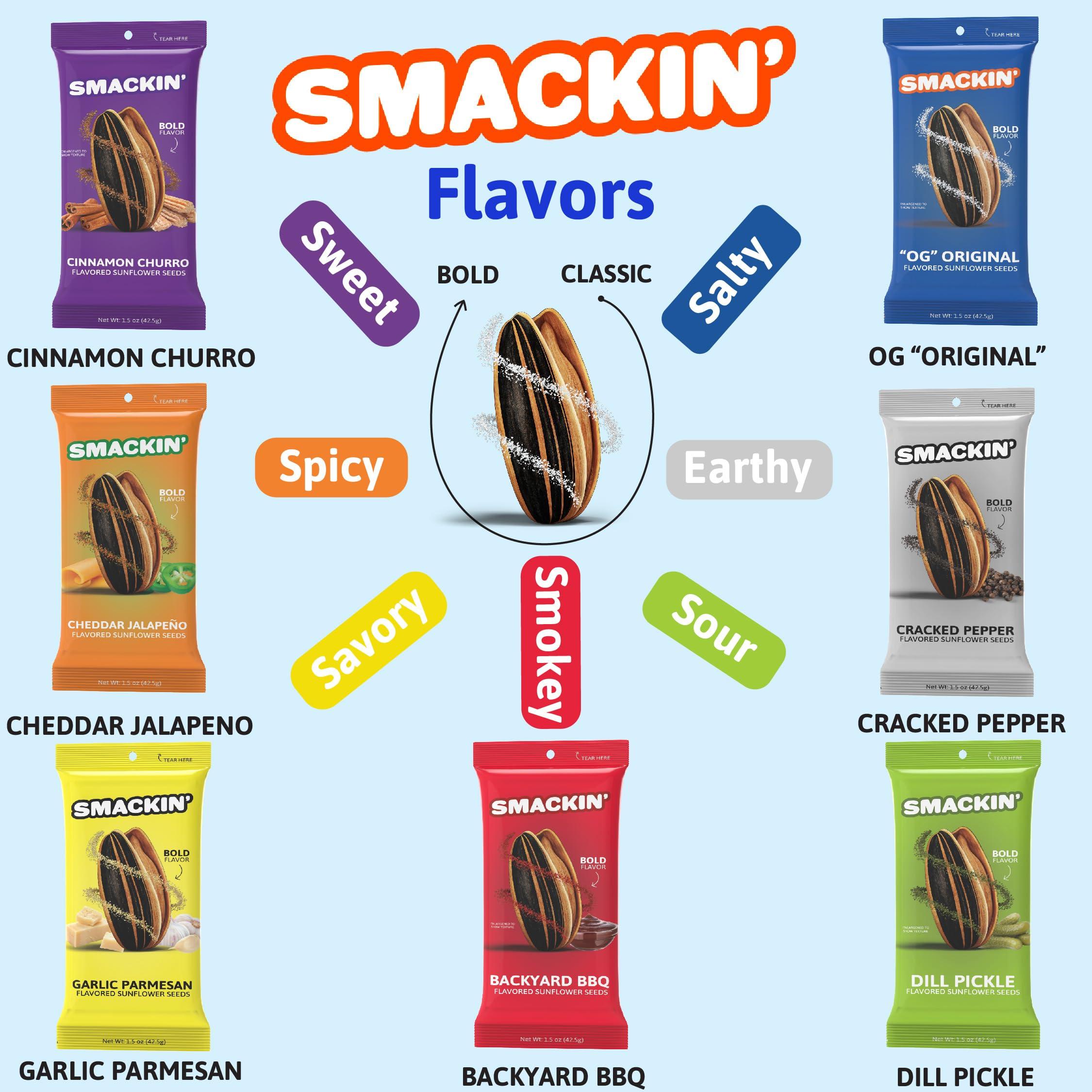SMACKIN\' Sunflower Seeds SMACKIN\' Sunflower Seeds, Roasted Jumbo Small-Batch, American Made - Dill Pickle. 1.5oz bags (6 Pack)