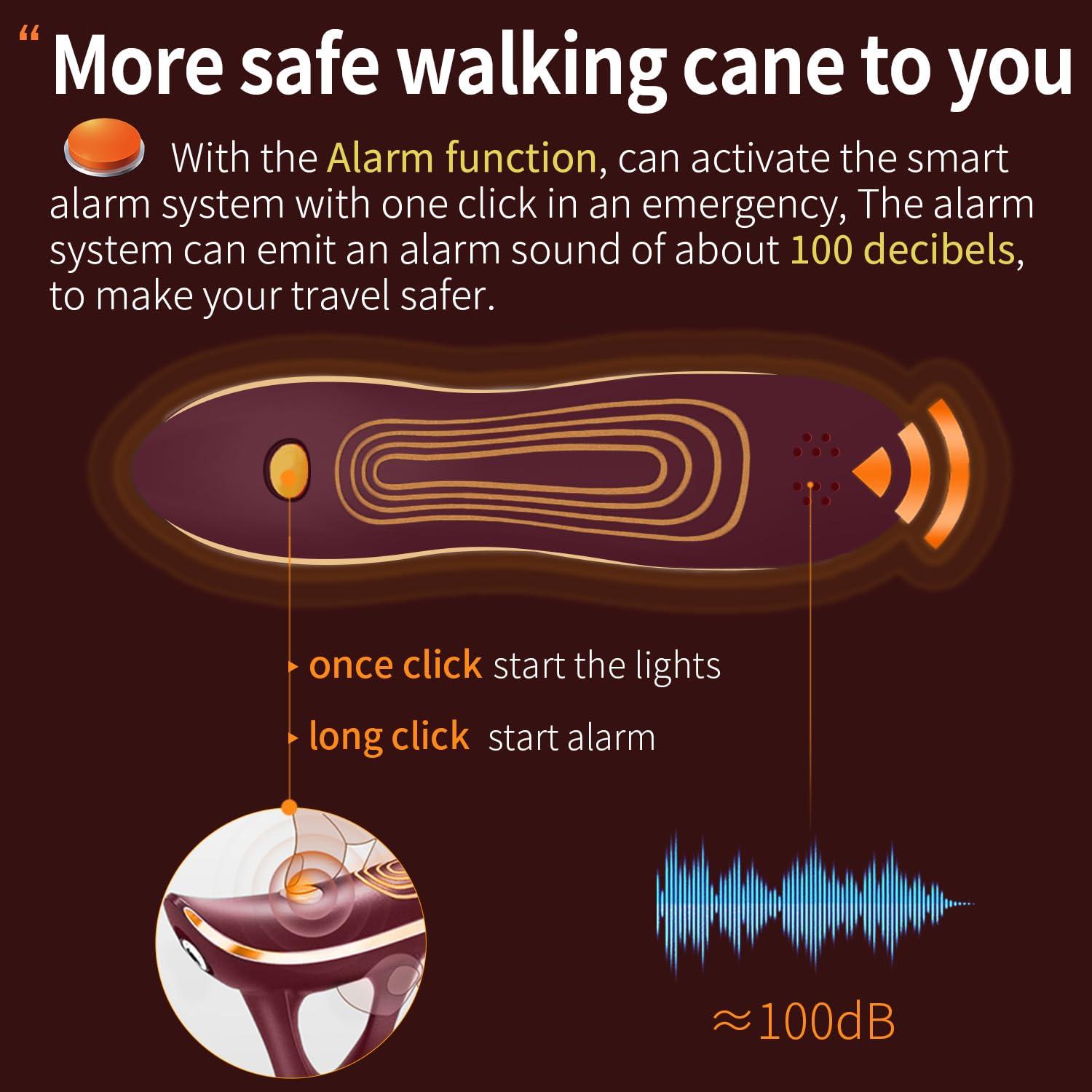 ispuoocti ispuoocti Folding Cane, Smart Alarm Foldable Cane with Light, Fashion Walking Cane for Women&Men, Adjustable Canes for Seniors, USB Direct Charging, Lightweight and Portable (Red)