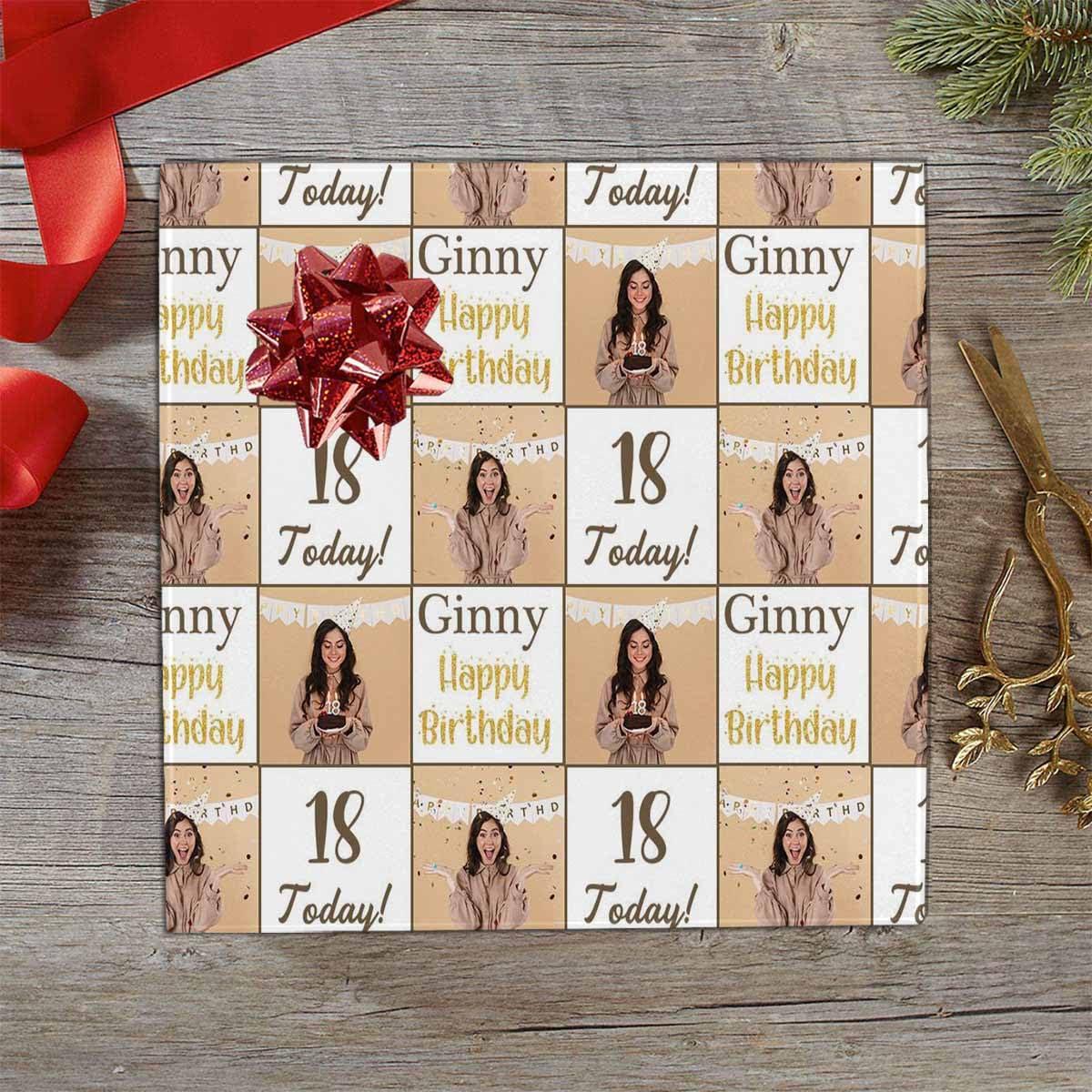 Jaydouble Jaydouble Custom Wrapping Paper Personalized Wrapping Paper with Picture Birthday Gift Wrap Paper Roll Funny Cute Wrapping Paper for Teens Kids Women Men Mom Dad Wedding