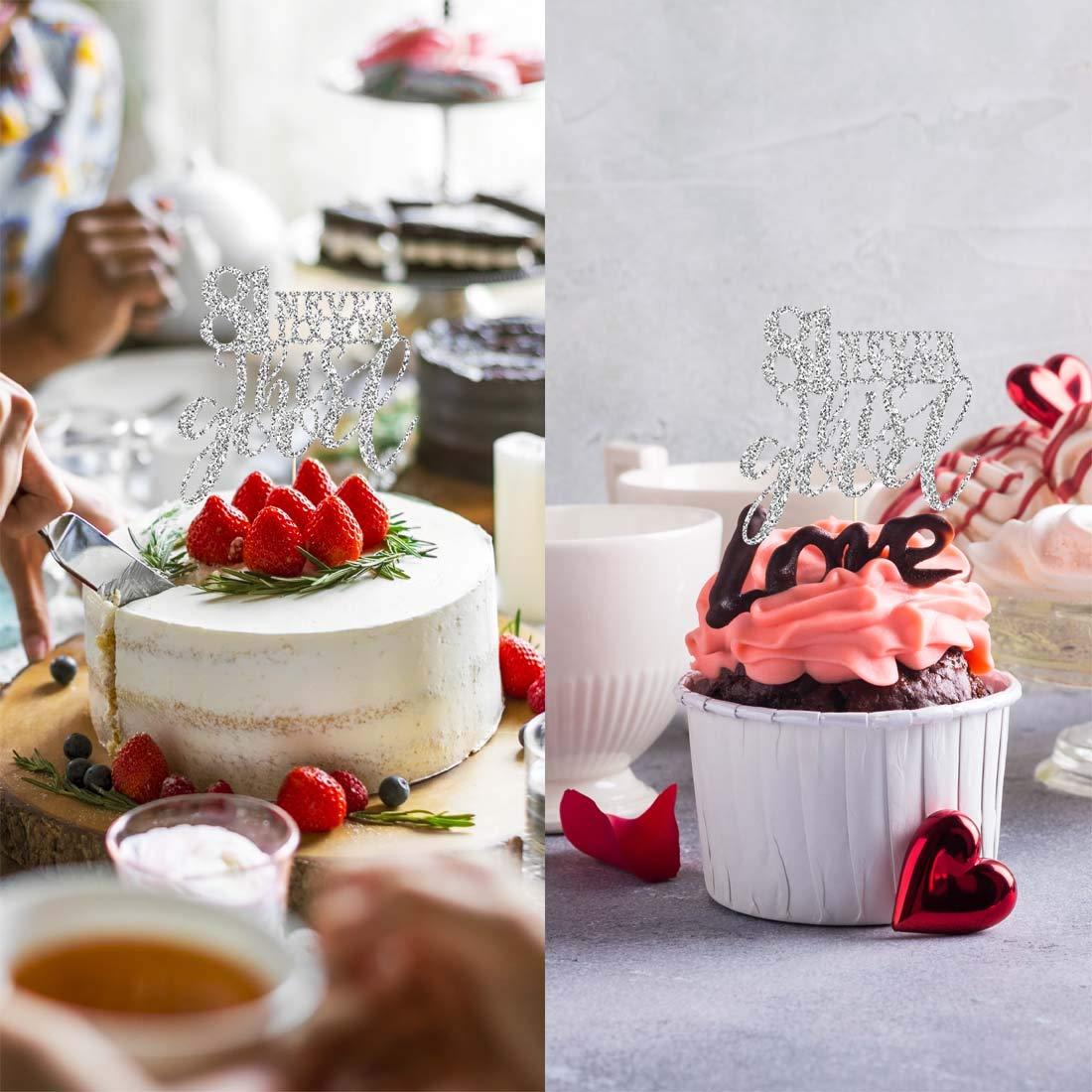 MAGJUCHE 81 Silver Glitter Happy 81st Birthday Cake Topper, Cheers to 81 Years Party Decorations, Supplies, cake topper