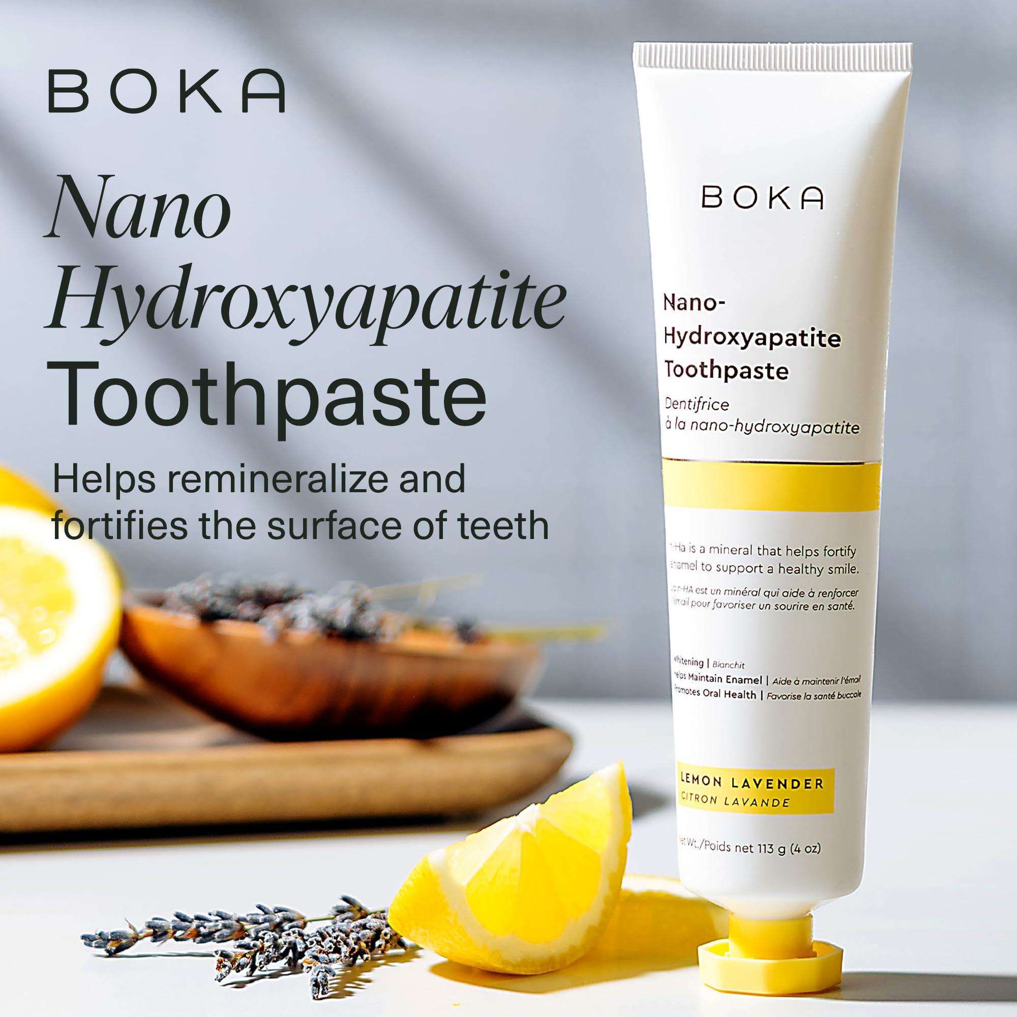 Boka Boka Fluoride Free Toothpaste Nano Hydroxyapatite, Helps Remineralize, Appropriate for Sensitive Teeth, Whitening - Lemon Lavender Flavor, 4oz 3Pk - US Manufactured