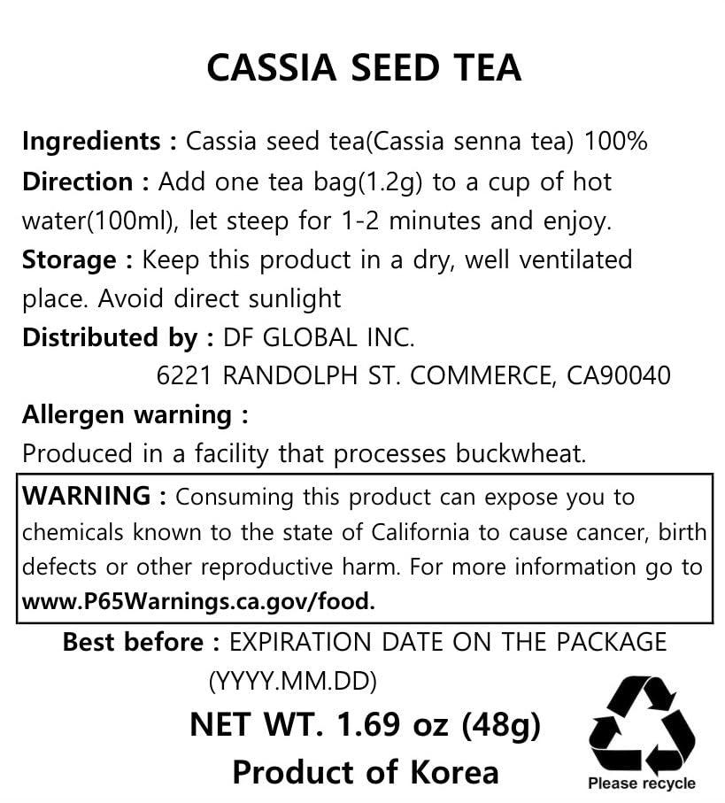 Damtuh Damtuh Korean Traditional Tea Cassia Seed Tea - Decaf, Sugar-Free, Non-Caloric, 1.2g x 40 Tea Bags