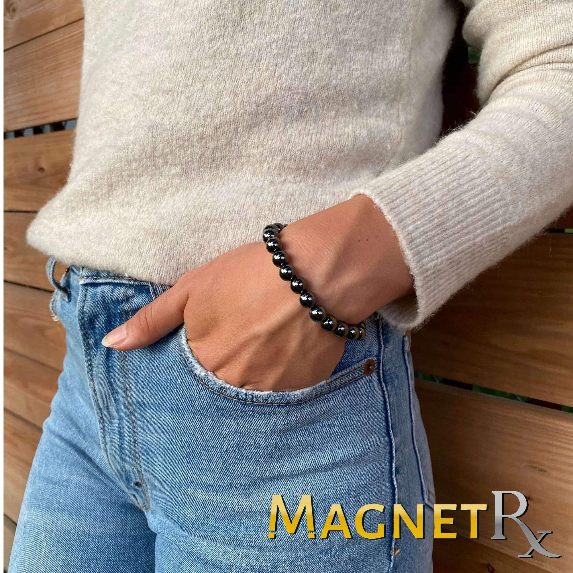 MagnetRX MagnetRX Hematite Magnetic Bracelet - MAX Strength Natural Stones - Beaded Magnetic Hematite Bracelets (Classic 8mm Bead)