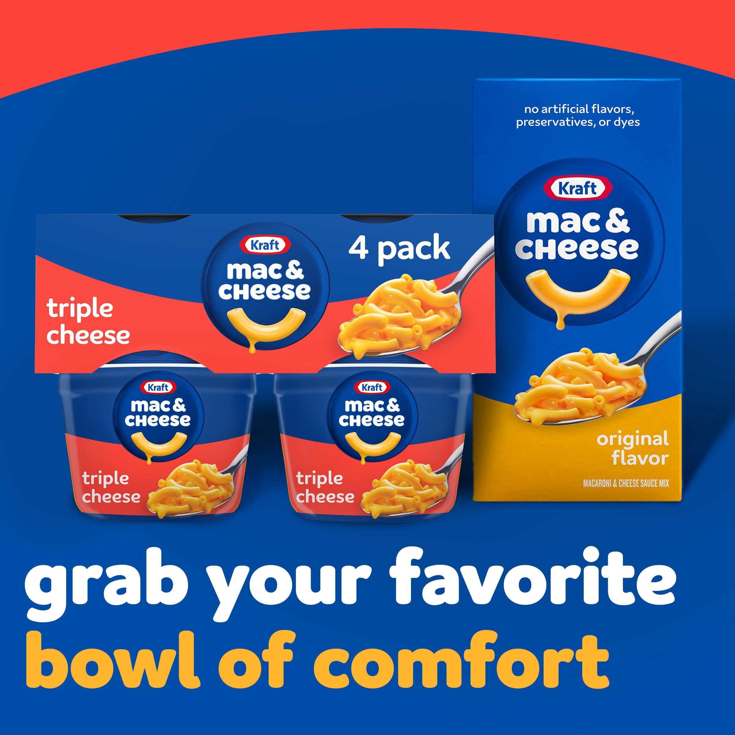 Kraft Kraft Triple Cheese Mac & Cheese Macaroni and Cheese Dinner, 4 ct Pack, 2.05 oz Cups