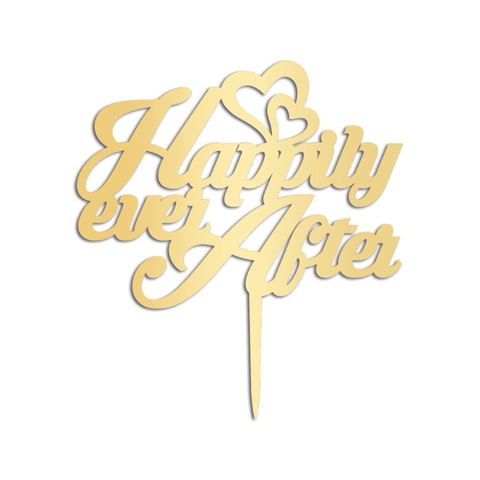 COCOKEN Happily Ever After Wedding Cake Toppers Funny Wedding Cake Topper Gift For Bride Groom Word Art Wedding Cake Decor Anniversary Engagement Bridal Shower Party Decoration Cake Supplies