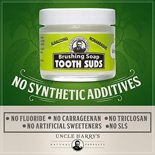 Uncle Harry's Uncle Harry's Non-Abrasive Unscented Brushing Soap Tooth Suds | Natural Remineralizing Toothpaste Freshens Breath & Promotes Enamel | Vegan Fluoride Free Toothpaste (2 oz)