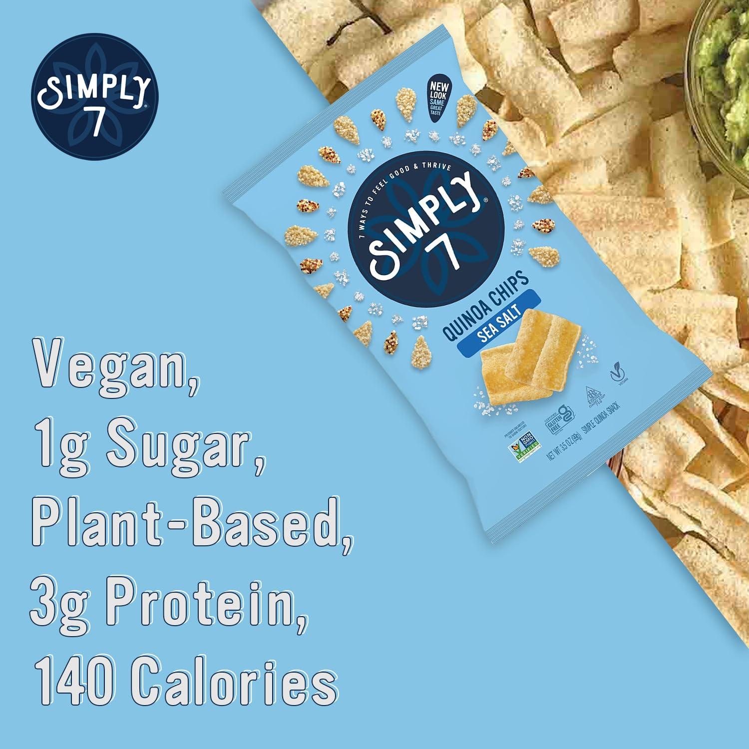 Simply 7 Simply 7, Quinoa Chips, Sea Salt, 3.5 Oz, 8 Pack, Non-GMO, Nut-Free, Vegetarian, Vegan Snack, Low Fat, Low Calorie, Plant-Based, Cholesterol Free