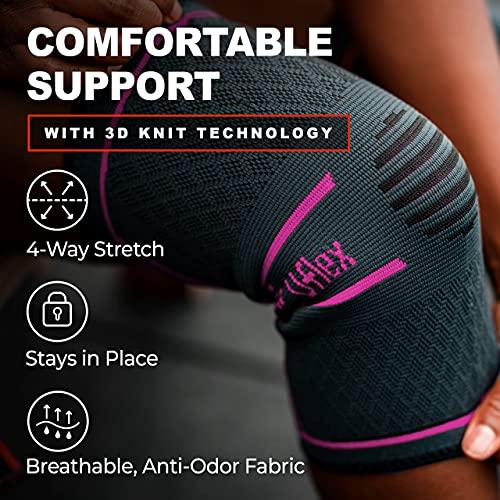UFlex Athletics UFlex Athletics Knee Compression Sleeve Support for Women and Men - Knee Brace for Pain Relief, Fitness, Weightlifting, Hiking, Sports - Red, Large