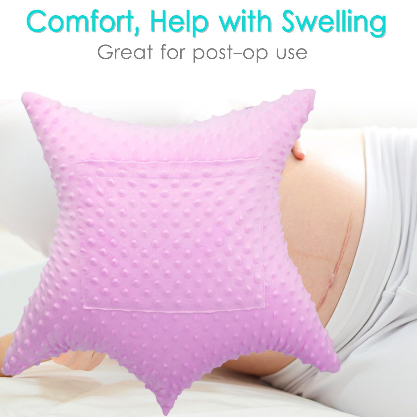 HapiPoppy HapiPoppy Star Shape Hysterectomy Pillow Hysterectomy Recovery Must Haves Gifts with 2 Pockets Tummy Pillow Abdominal Surgery Pillows Shock Absorbing Cough Cushion, Minky Dot Lavender