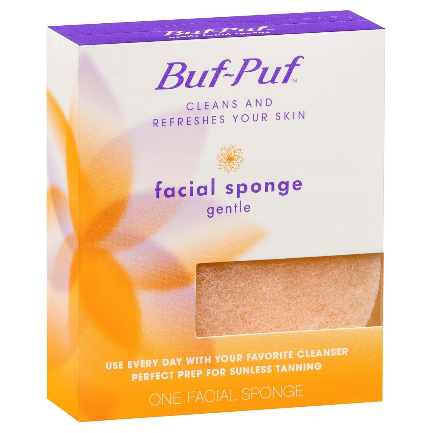 Buf-Puf Buf-Puf Gentle Facial Sponge, Dermatologist Developed, Removes Deep Down Dirt & Makeup That Causes Breakouts and Blackheads, Reusable, Exfoliating, 1 Count