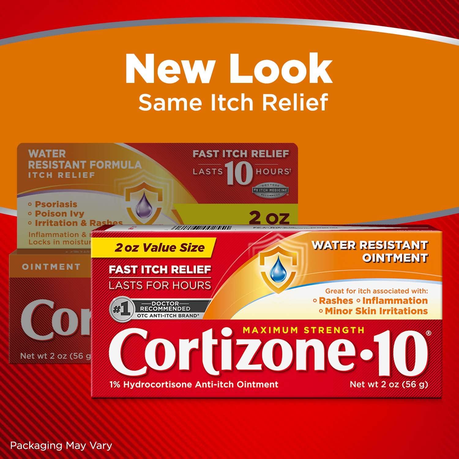 Cortizone 10 Cortizone-10 Maximum Strength Water Resistant Anti-Itch Ointment, 1% Hydrocortisone Ointment, 2 oz. & Maximum Strength Fast Itch Relief with Massaging Rollerball, 1% Hydrocortisone Liquid, 1.5 oz.