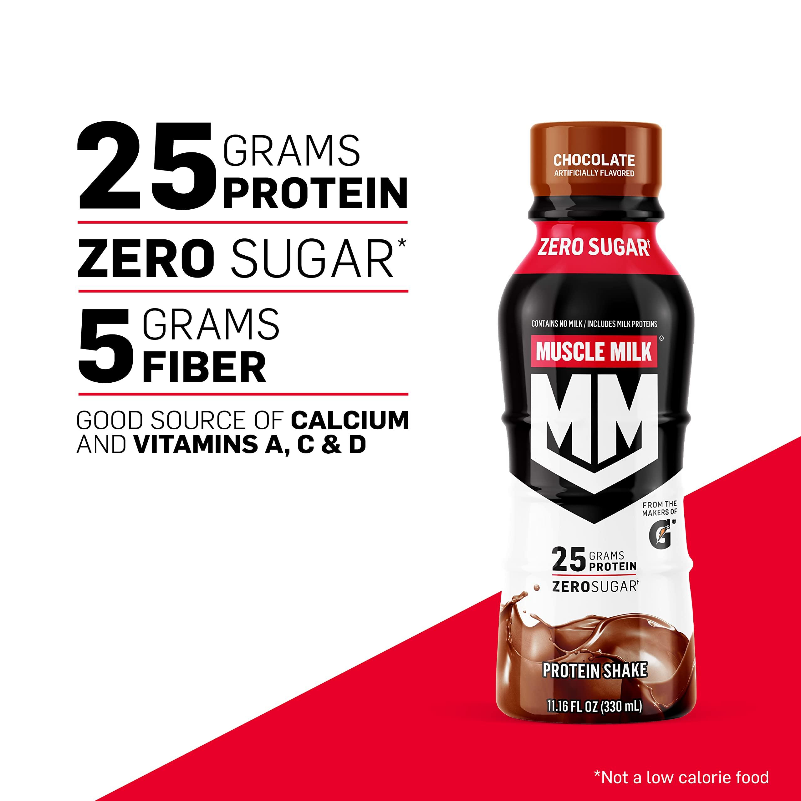 Muscle Milk Muscle Milk Pro Advanced Nutrition Protein Shake & Genuine Shake, Strawberry, 11.16 Fl Oz Bottles (Pack of 12)