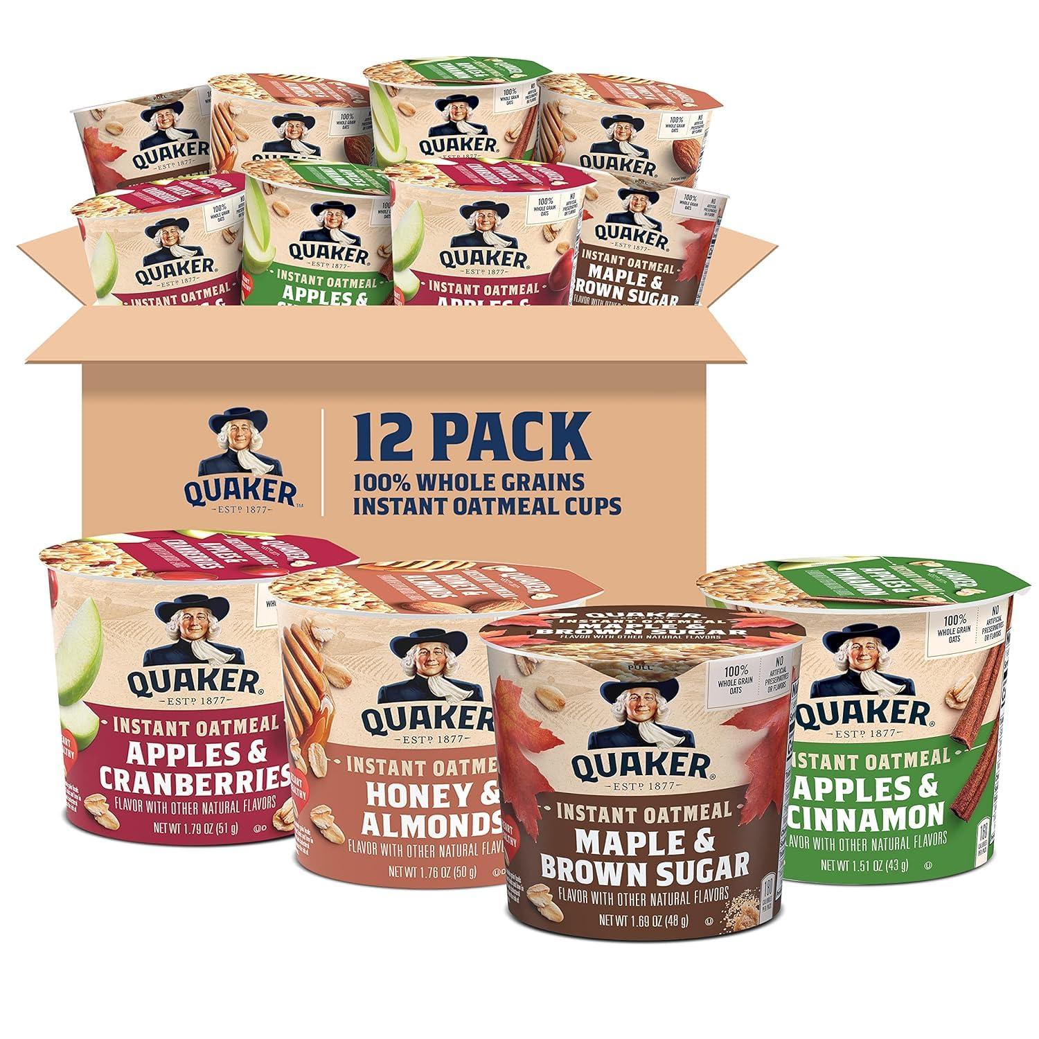 Quaker Quaker Instant Oatmeal Express Cups, 4 Flavor Variety Pack, 1.76 Ounce (Pack of 12)