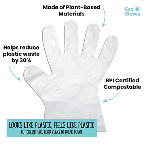 Eco Gloves Eco Gloves Plant-Based Eco-Friendly Compostable Disposable Gloves for Food Prep, Cooking, Serving, Beauty Salons, Arts & Craft, Household Cleaning | 100-Count | Clear (Small)