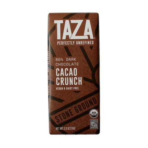 Taza Chocolate Taza Chocolate Organic Amaze Bar 80% Stone Ground, Cacao Crunch, 2.5 Ounce (10 Count), Vegan