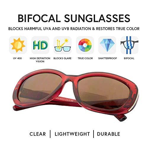 VITENZI VITENZI Sunglasses with Readers for Women, Reader Sunglass with Bifocals, Vintage Tinted Reading Sun Glasses, Venice in Burgundy 1.75