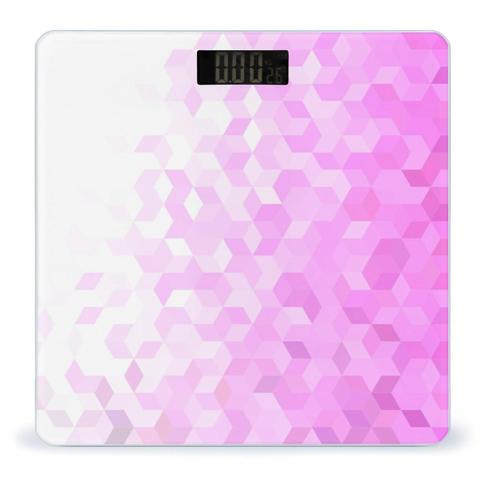 XKAWPC Pink Diamond Pattern Digital Scale for Body Weight Smart Weight Scale Bathroom Body Scale for Home Bedroom
