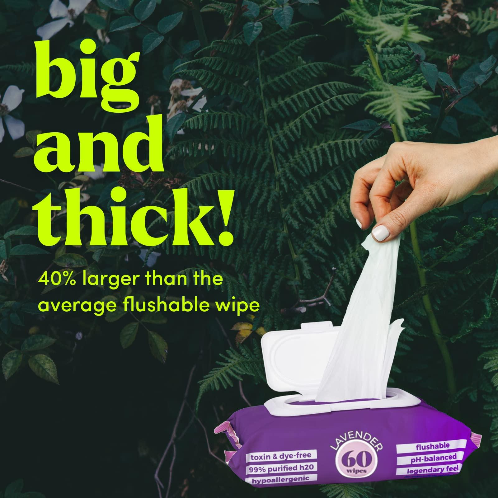goodwipes Goodwipes Flushable Butt Wipes Made with Vitamin E & Aloe - Soft & Gentle Wet Wipe Dispenser for Home Use, Septic & Sewer Safe - Largest Adult Toilet Towelettes - Lavender, 360 Count (6 Packs)