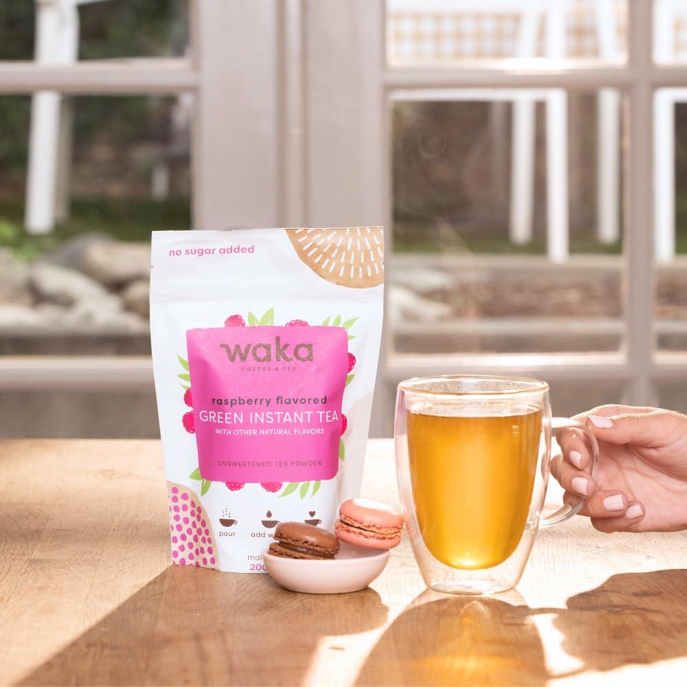 Waka Coffee Waka Instant Tea Mix, 2 Bag Bundle - 100% Tea Leaves, No Additives, Unsweetened Tea Powders - Kenyan Black, Raspberry Flavored Green (4.5oz Each)