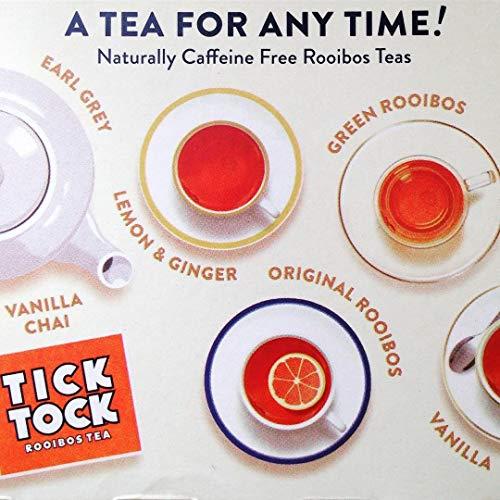 Tick Tock TICK TOCK TEAS Naturally Caffeine Free Red Bush Herbal Green Tea, 40 Count, Organic Rooibos Green Tea, 2.5 Oz
