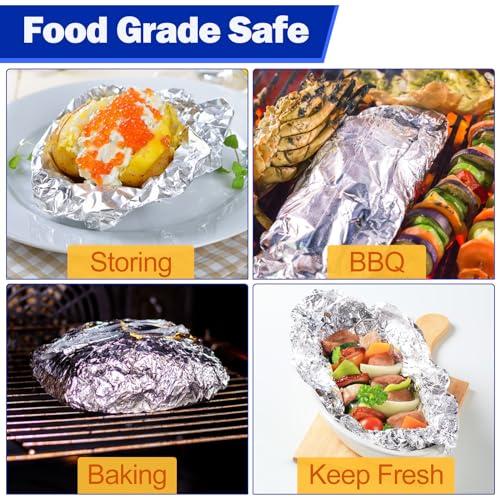 Alfolic Alfolic Aluminum Foil Sheets - 12\" x 10.75\" Pre Cut Tin Foil, Premium Aluminum Foil Wraps for Cooking, Storing Food - 500 Sheets