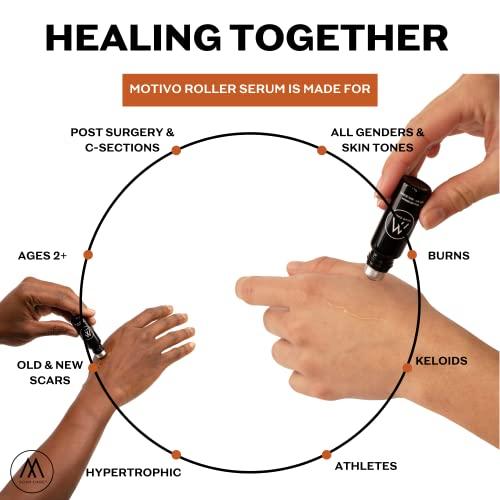 Motivo Scar Care Motivo Advanced Scar Care Bundle: Scar Tape & Roller Serum (10ml) | Water & Sweat Resistant, Long-Lasting, Suitable for All Skin Types | Ideal for Surgical, C-Section, Trauma, & Acne Scars | Espresso