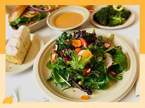 Earth's Natural Alternative 100% Compostable Disposable Paper Plates Bulk [10" 50 Pack], Bamboo Plates, Eco Friendly, Biodegradable, Sturdy Large Dinner Party Plates, Heavy-Duty, Unbleached by Earth's Natural Alternative