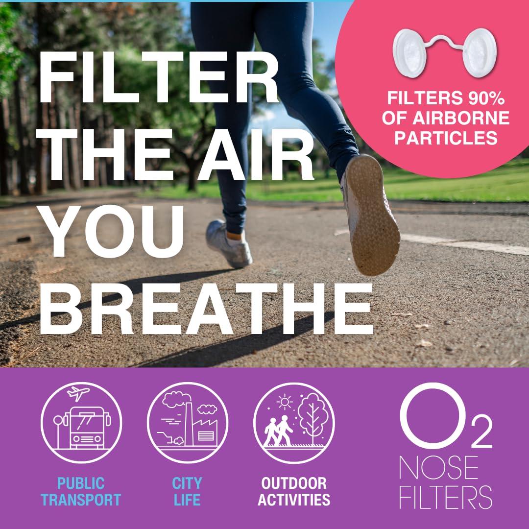 Protego O2 O2 Nose Filters with 3M Filtration - Allergy Nose Filter - Nasal Dilators for Sleeping - Nose Filters for Dust - Anti Snoring Devices - Dust Mask (Size Medium, Pack of 10)