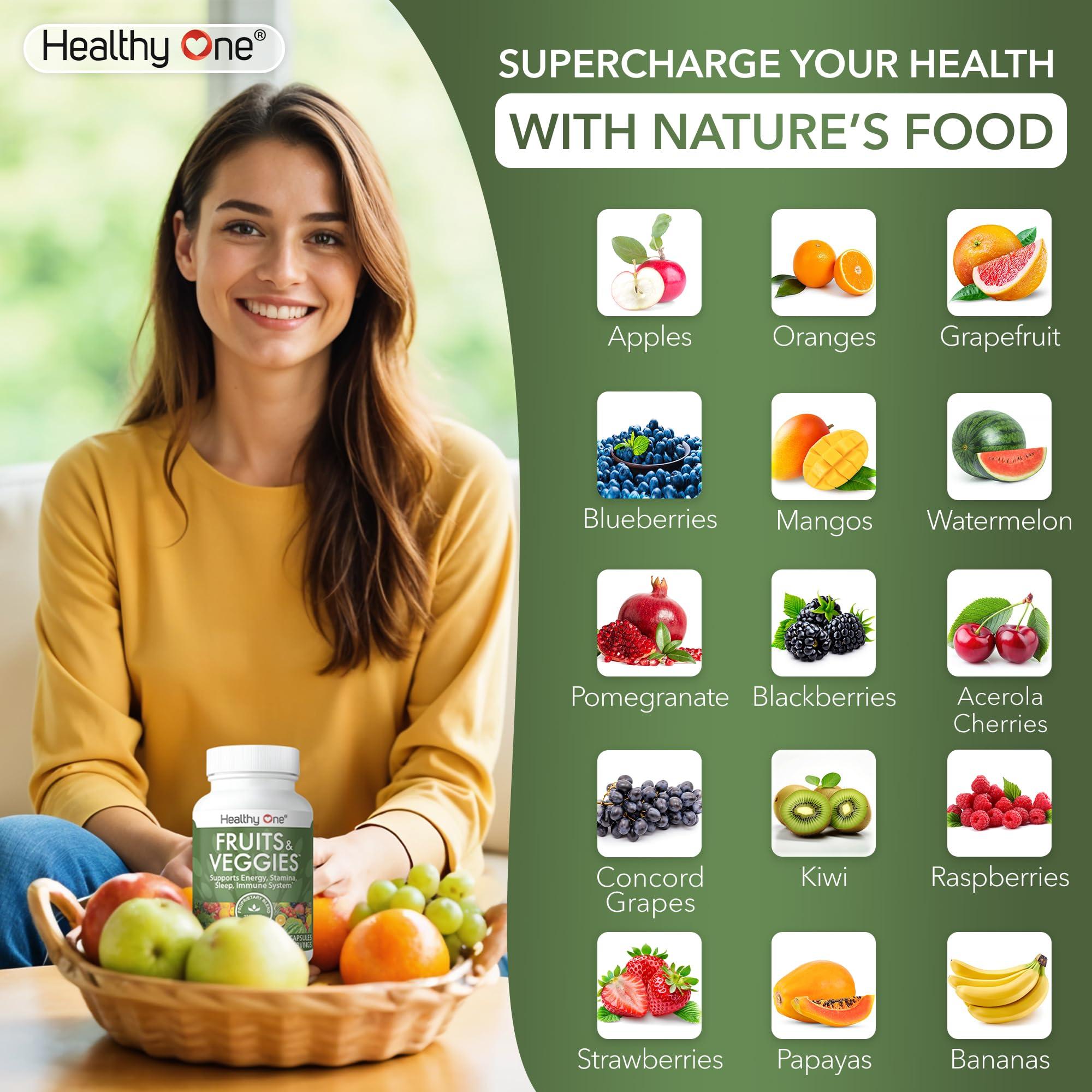 Healthy One Healthy One Fruits & Veggies - 27 Balanced Whole Foods of Nature - Vitamins - Minerals - Antioxidants - Detox - Vegetables - Kale - Broccoli - Spinach - Beets - Raspberries - Multivitamin - 150 Count